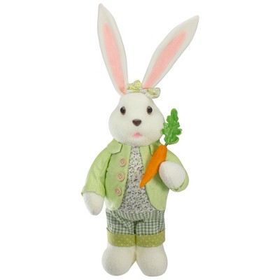 Northlight 20" White and Green Standing Rabbit Easter Figure