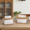 LunaLulinlk Tissue Box Cover Rectangle, Plastic Tissue Box Holder with Bamboo Lid Top, Clear, 2 Count - 2 of 4