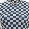 Women's Grid Print Sheer High Neck Top– Cherie Code - 4 of 4