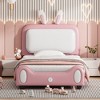Full/Twin Size Upholstered Rabbit-Shape Princess Platform Bed+Pink-ModernLuxe - 2 of 4