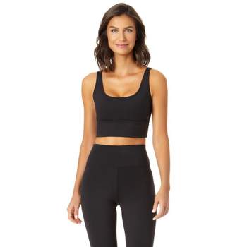  90 Degree By Reflex Ribbed Reversible Cropped Tank Top - Black  - XS : Clothing, Shoes & Jewelry