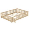 Toddler Floor Bed Frame With Safety Guardrails, Doors, Wood Slat Support Bed, Detachable Platform Bed For Kids Girls Boys - 4 of 4