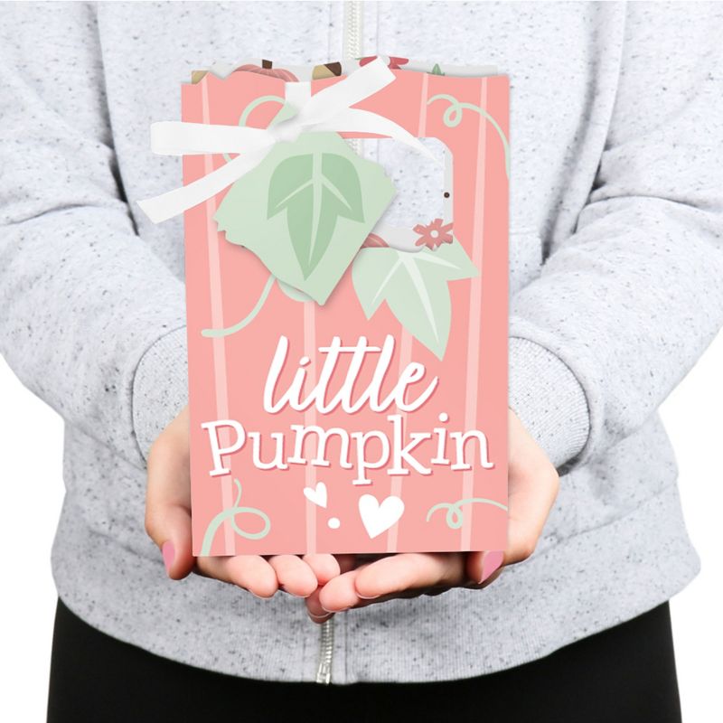 Big Dot of Happiness Girl Little Pumpkin - Fall Birthday Party or Baby Shower Favor Boxes - Set of 12, 5 of 7
