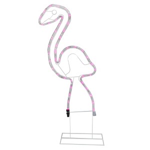 Northlight LED Rope Lighted Flamingo Silhouette Outdoor Summer Decoration - 24" - Pink Lights - 1 of 3