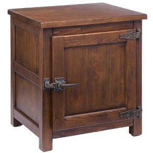 Plow & Hearth - Vintage Style Portland Ice Box Wood Storage Side Table with Adjustable Shelf, Rich Walnut - 1 of 2
