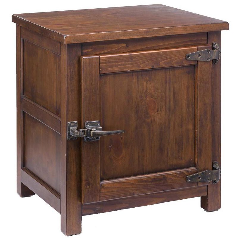 Plow & Hearth - Vintage Style Portland Ice Box Wood Storage Side Table with Adjustable Shelf, Rich Walnut, 1 of 3