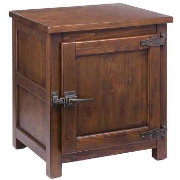 Plow & Hearth - Vintage Style Portland Ice Box Wood Storage Side Table with Adjustable Shelf, Rich Walnut