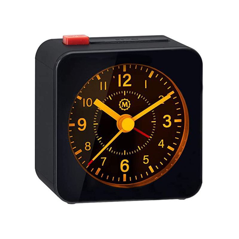 Marathon Mini Non-Ticking Analog Alarm Clock with Auto Back Light And Snooze Function, 2 of 8