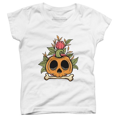 Girl's Design By Humans Halloween with Rose Illustration By rukurustudio T-Shirt
