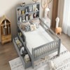 SEVOBAL Kids Bedroom Full Platform Bed With Chalkboard Headboard Storage Drawers Shelves No Box Spring Needed for Kids, Gray, 76.57"*18.7"*6.69" - 2 of 4