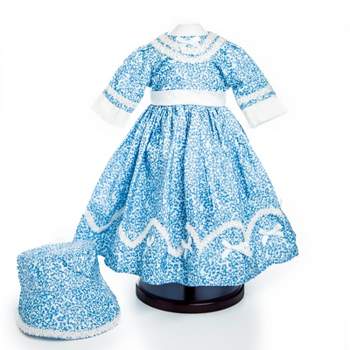 The Queen's Treasures 18 Inch Doll 1800's Style Blue Dress Gown and Hat