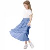Girls Ruffled Skirts Summer Highwaist Maxi Skirts for Girls A-line Adjustable Drawstring Skirts with Irregular Hem - 4 of 4