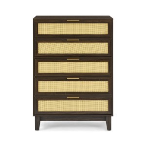 TIRAMISUBEST 5-Drawer Dresser - Walnut Finish Sideboard Cabinet for Bedroom Storage - 1 of 4