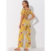 Allegra K Women's Beach Outfit Ruffle Smocked Crop Tops and Tie Waist Floral Pants Set - 4 of 4