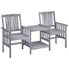 vidaXL Solid Acacia Wood Patio Chairs with Tea Table and Cushions - Bistro Set for Garden and Patio - 2 of 4