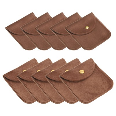 Unique Bargains Velvet Portable Rings Necklace Snap Button Storage Jewelry Pouch 10 Pcs