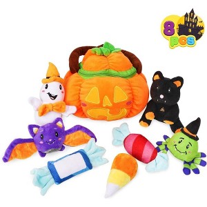 SYNCFUN Cute Plush Stuffed Pumpkin Baby Basket with 8 Fun Play Pieces, Baby's Pumpkin Halloween Playset - 1 of 4