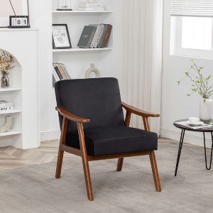 CAVINAS Microfiber Accent Chair with Mid-Height Backrest,Mid-Century Upholstered Living Room Chairs,Reading Chairs for Living Room - 1 of 4