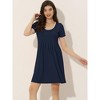 cheibear Women's U Neck Short Sleeve Lounge Dress Pajama Nightgown - 2 of 4
