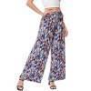 Whizmax Women's Wide Leg Pants Casual Palazzo Summer Flowy Pants Elastic High Waist Lounge Drawstring Long Trousers Leaf Print 3XL - 3 of 4