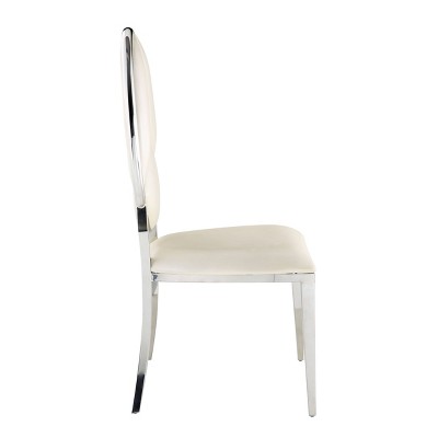 Beige Faux Leather Upholstered Side Chair Set