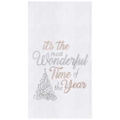 C&F Home It's The Most Wonderful Time of Year Embroidered Flour Sack Cotton Kitchen Towel