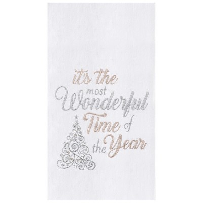 C&F Home It's The Most Wonderful Time of Year Embroidered Flour Sack Cotton Kitchen Towel