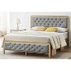 Full Bed Frame with Headboard, Modern Velvet Button Tufted Full Size Bed Frame, Easy Assembly Platform Bed Frame, Steel Slat Support - 2 of 4