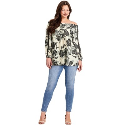 Avenue Women's Plus Size Convertible Peasant Top