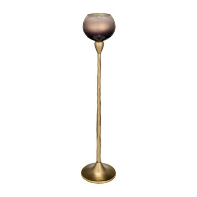 Glam Glass & Metal Pillar Candle Holder - Elegant Aluminum Design for Home, Office, Bedroom & Living Room