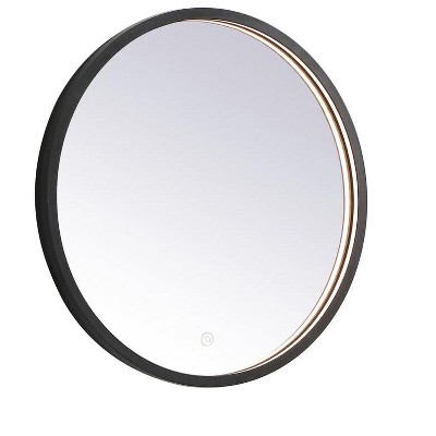 Black Aluminum LED Round Bathroom Vanity Mirror