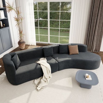Modern Large 2-Piece Sectional Sofa with 3 Pillows, for Living Room, Apartment, Couches for Living Room, CENGHU Living Room Furniture, Gray