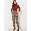 INSPIRE CHIC Women's Vintage Tartan Plaid Elastic Waist Straight Long Trousers - 2 of 4
