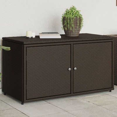 vidaXL Patio Storage Cabinet Brown 43.3 in.x21.7 in.x23.8 in. Poly Rattan