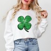 Simply Sage Market Women's Graphic Sweatshirt Green Glitter Shamrock - L - White - image 2 of 3