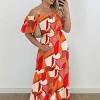 Women's Summer Square Neck Ruffle Puff Sleeves Boho High Waist Smocked Flowy A Line Dress - 2 of 4