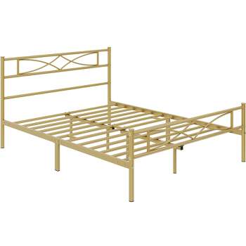 Yaheetech Metal Platform Bed with Arrow Design Headboard and Footboard