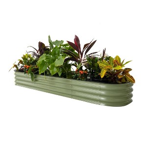 Vego Garden 9-in-1 Modular Rectangular Metal Outdoor Raised Garden Bed Olive Green 42"x78"x11" - 1 of 4