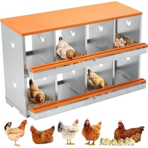 Chicken Nesting Boxes, Two-Tier Metal Chicken Egg Laying Box with 8 Compartments Large Vented Holes Chicken Coop for Egg Collection,Orange - 1 of 4