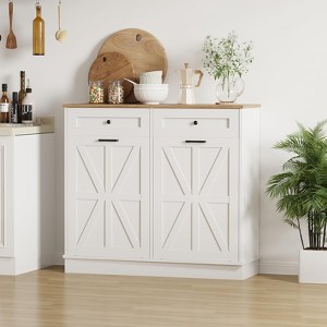 Double Tilt Out Trash Cabinet, Kitchen Wood Trash Cabinet with Hideaway Drawers, for Kitchen Dining Living Room - 1 of 4