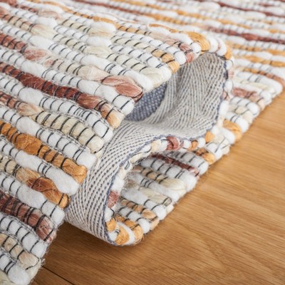 Ivory Geometric 6' x 9' Handmade Wool Blend Area Rug