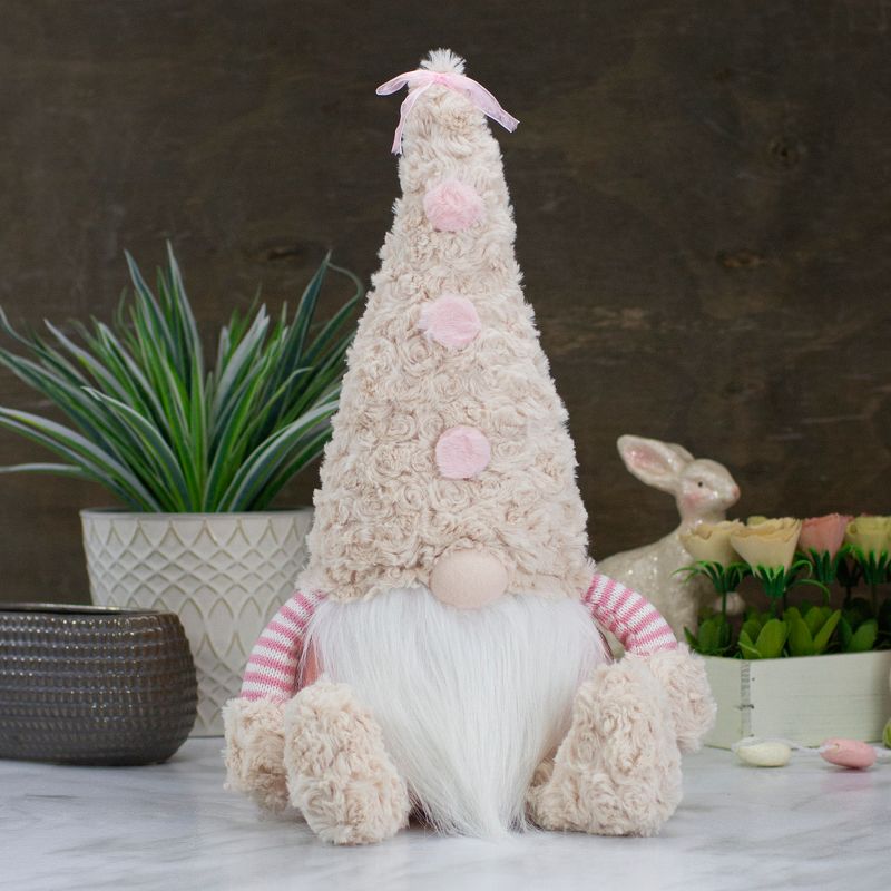 Northlight 18" Pink Striped Sitting Spring Plush Gnome Table Top Figure with Legs, 2 of 6