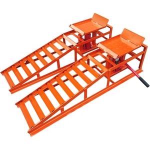 2-Pack Heavy-Duty Hydraulic Service Ramps - 5 Ton Capacity Low-Profile Vehicle Lift for Garage Repairs - 1 of 4