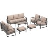 Sonkuki Outdoor Furniture Set Patio Conversation Sofa with Coffee Table Set, All-Weather PE Rattan Couch with Cushion - 2 of 4