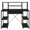 Vynxaria Black Office Desk with Open Shelves Modern Design for Productive Home Office Workspaces - 2 of 4