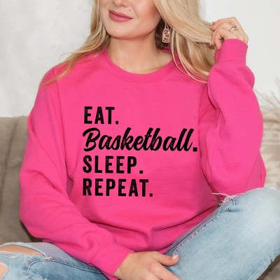 Simply Sage Market Women's Graphic Sweatshirt Eat Basketball Sleep Repeat