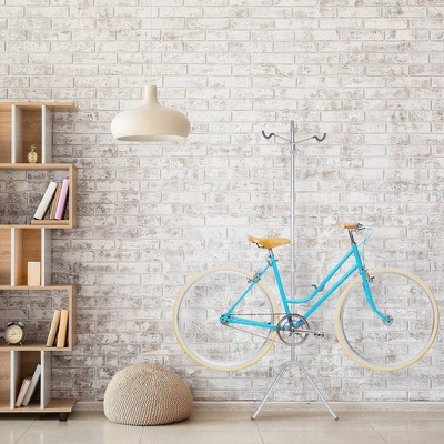 Silver Adjustable Freestanding 2-Bike Gravity Storage Rack