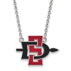 Black Bow Jewelry 10k White Gold San Diego State Aztecs NCAA Necklace 18 Inch - 1 of 4