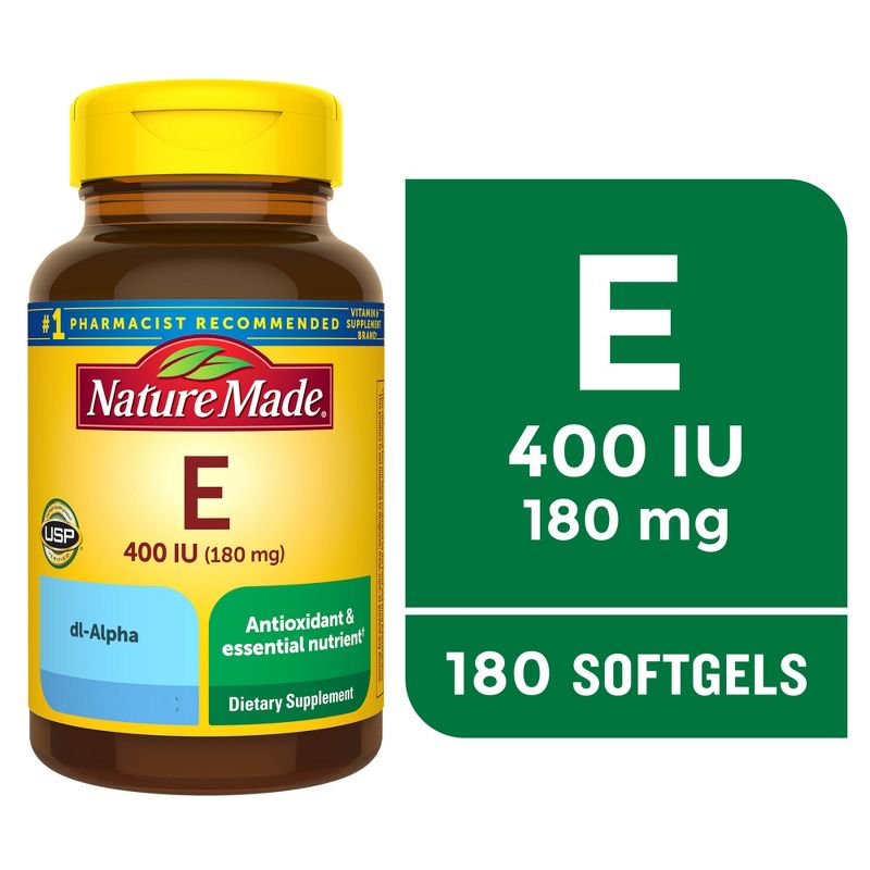 Nature Made Vitamin E - DL-Alpha 400IU Heart Softgels - Non Vegetarian - 180ct, 3 of 10