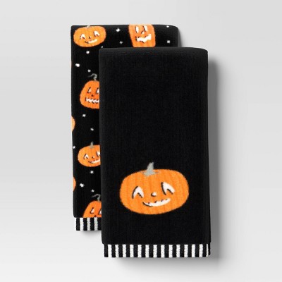 2pk Halloween Jack-O-Lantern Hand Towel Set Black - Hyde and EEK! Boutique™